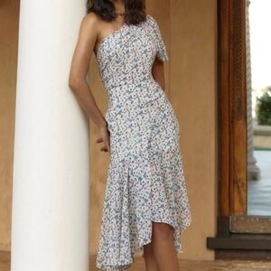 Astr Santorini One-shoulder Midi Dress